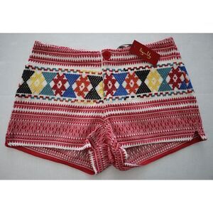 Tigerlily Women Sz 4 Oat Multi Embroidered Uluaki 10" Length Cotton Shorts